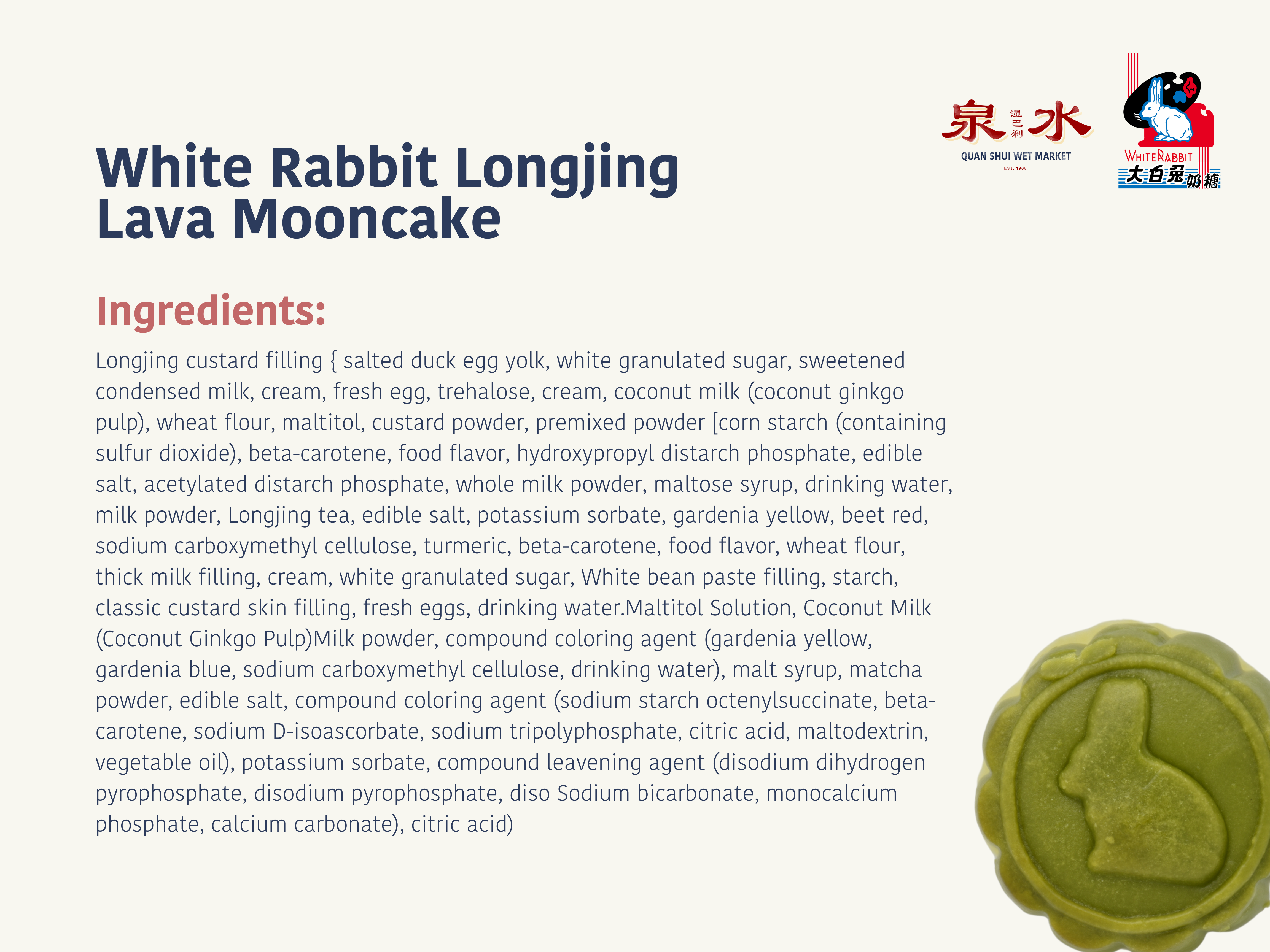 Limited Edition White Rabbit Mooncakes (Traditional Baked Skin w Salted Egg Yolk w Lava Filling, 4 x Flavours!)